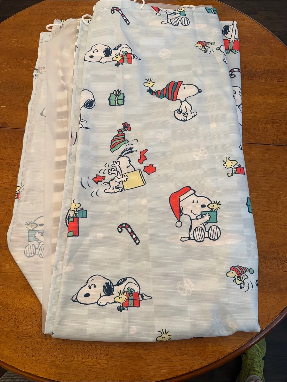 Peanuts Shower Curtain Panel - Light Blue with Red, Green and Yellow Accents